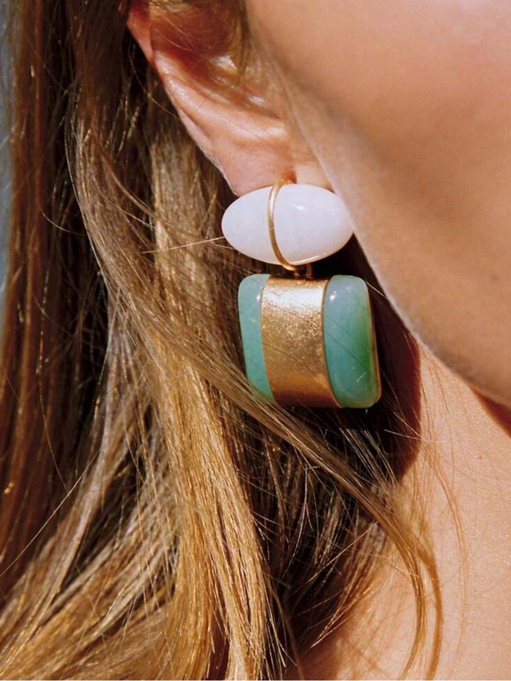NWT ⚜️💚⚜️ True to Form Double Resin Stone Earrings
